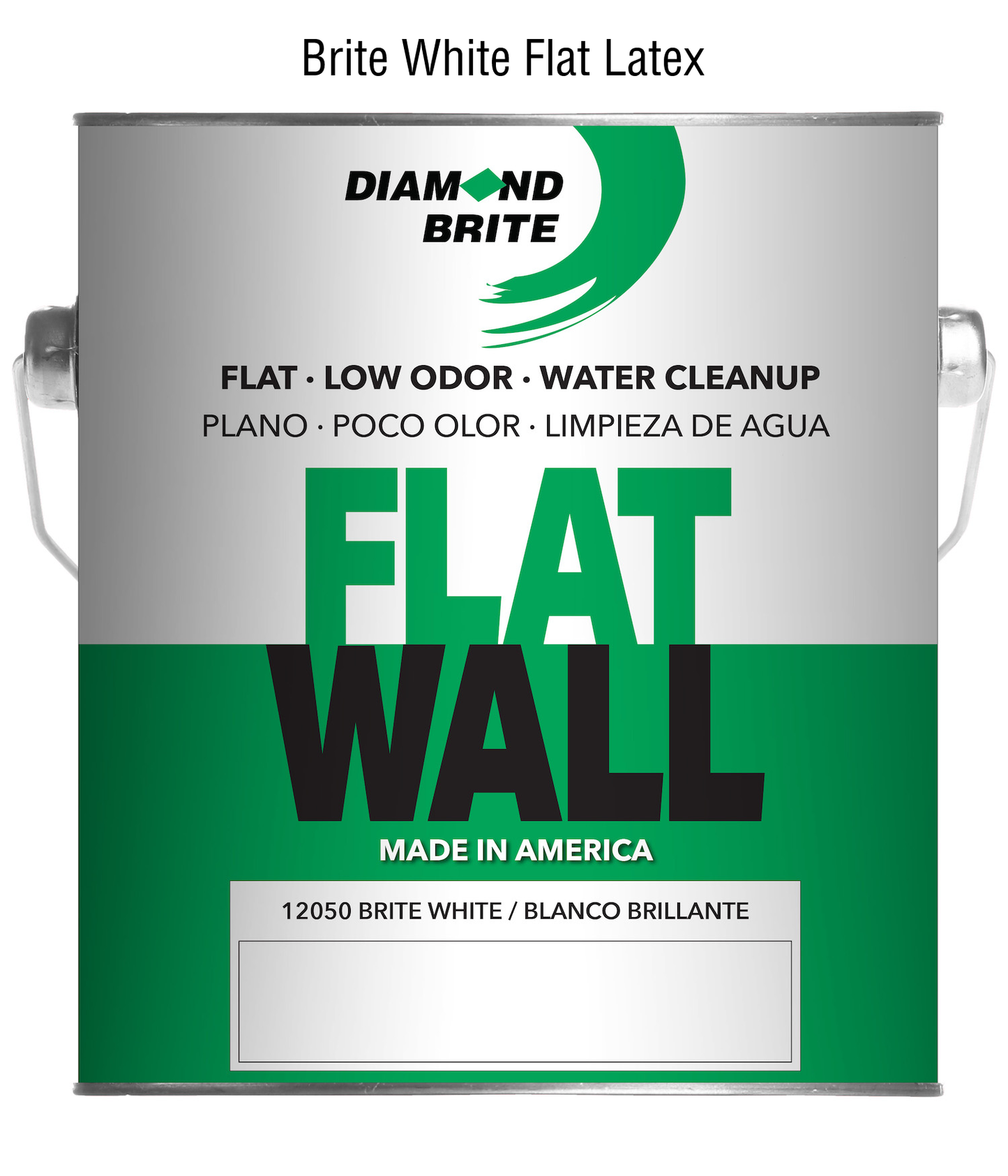 Diamond Brite brite white flat latex paint can on a white background