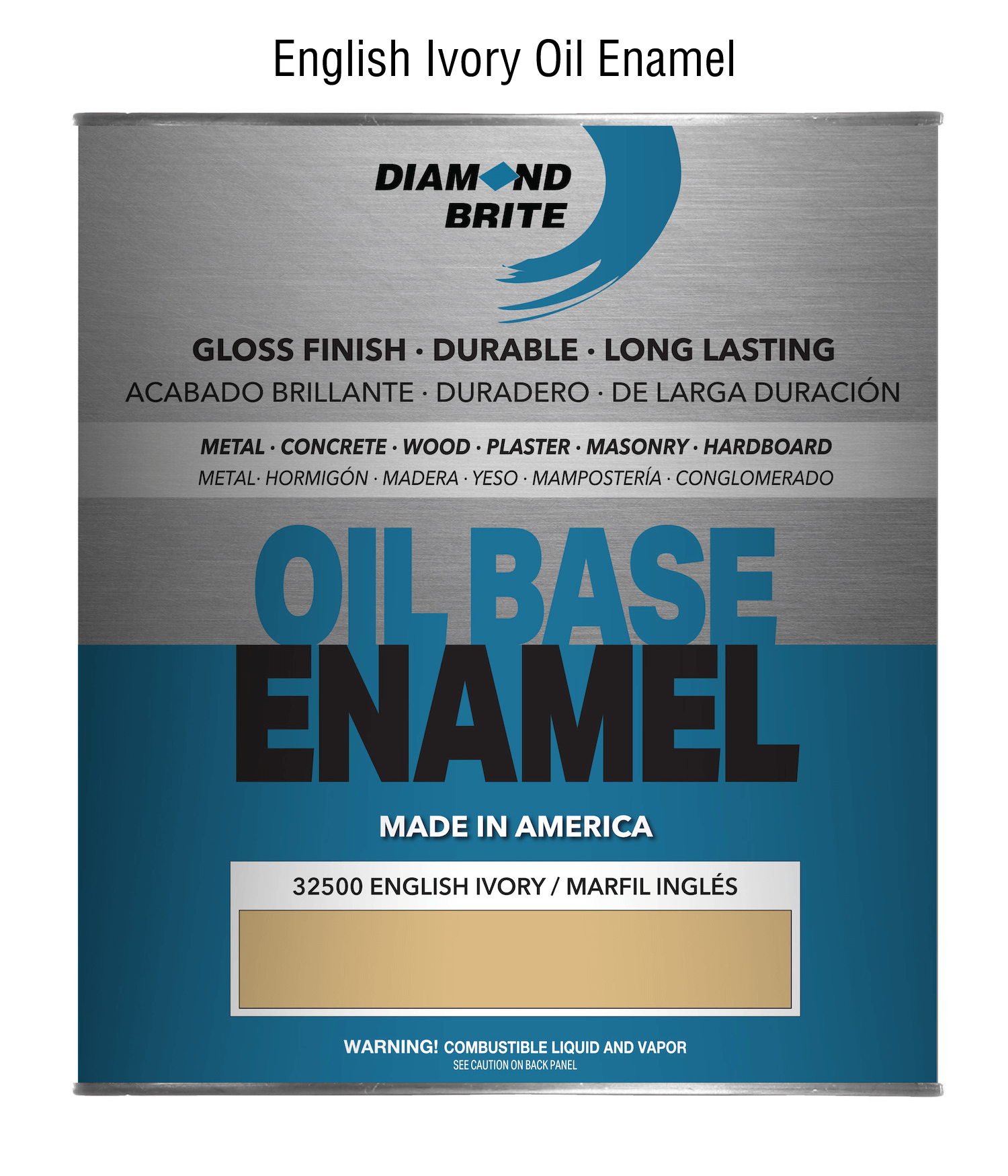 Diamond Brite English Ivory Oil Enamel can on a white background