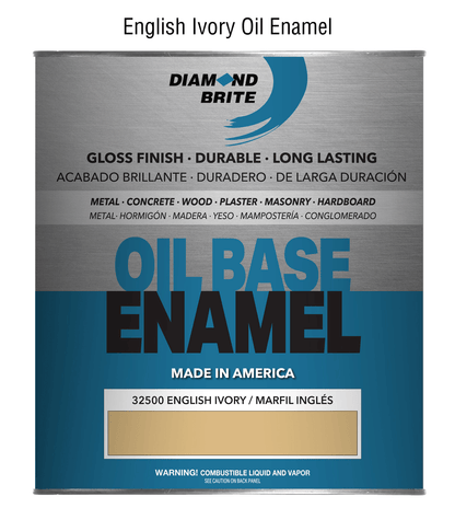 Diamond Brite English Ivory Oil Enamel can on a white background